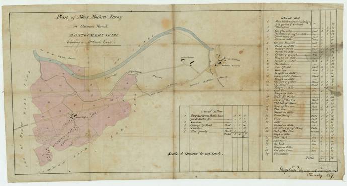 A historic map of Maes Machreth, a farm in Montgomeryshire.