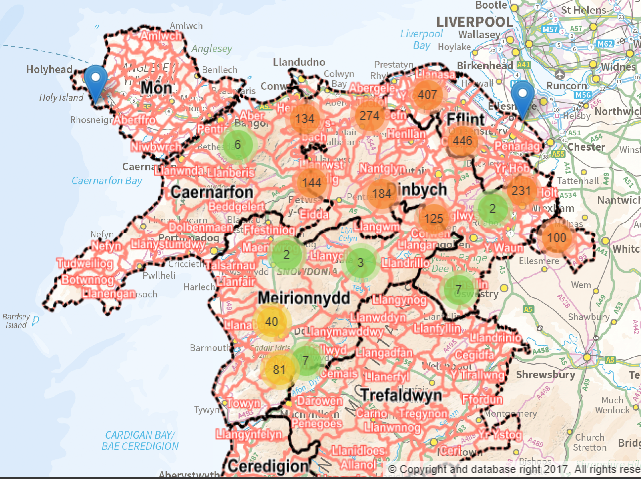 Location of names from the first volume of the Parochialia.