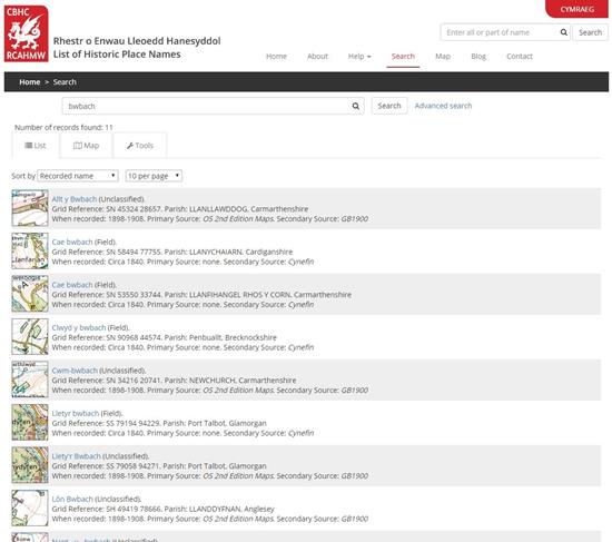 Screenshot of the search page.